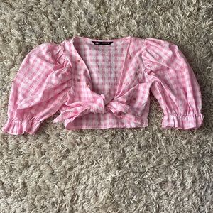 Zara pink gingham crop top